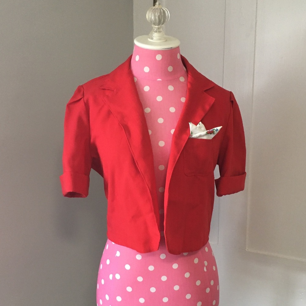 Vintage Cropped Jacket w/Pocket Square